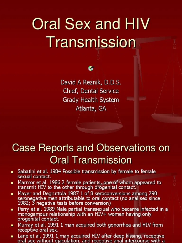 Can Oral Sex Transmit HIV? PDF Oral Sex Hiv/Aids