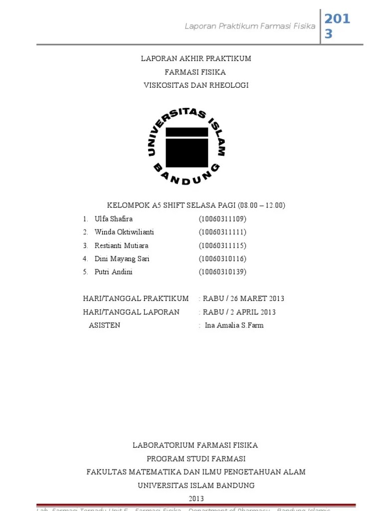 Laporan Farmasi Fisika Viskositas Dan Rheologi PDF
