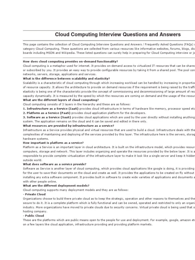 Cloud Computing Interview Questions and Answers Software As A Service