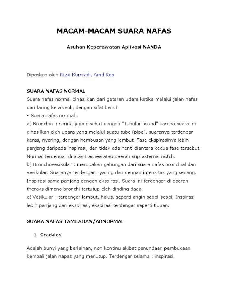 Macam-Macam Suara Nafas | PDF