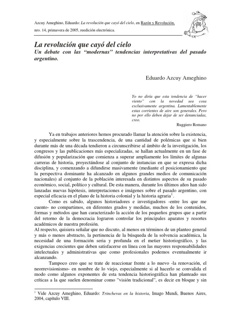 Azcuy La Rev Que Cayo Del Cielo