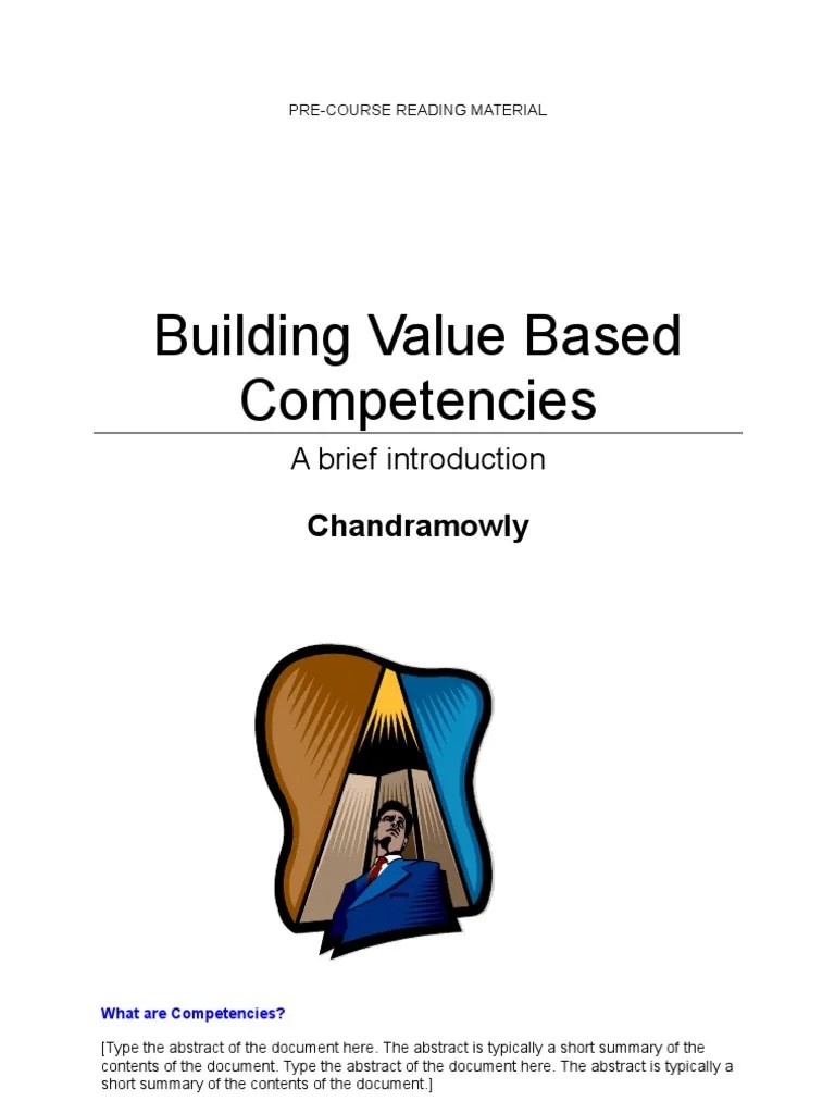 Building Value Based Competencies Book in Brief Chandramowly