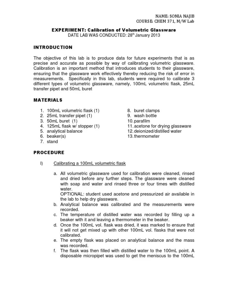 😍 Calibration of burette and pipette. Pipette Calibration. 20190118