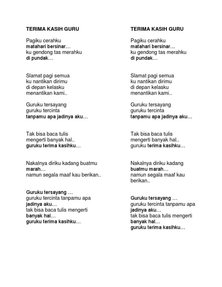 Lirik Lagu Pagiku Cerahku | PDF