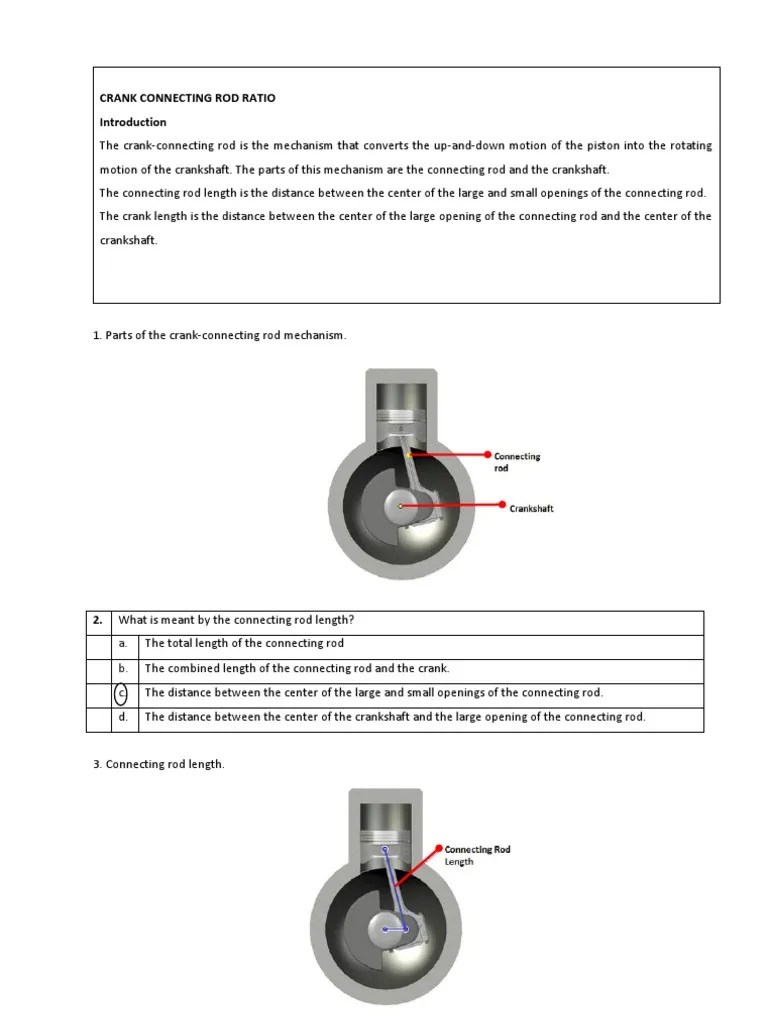 Connecting Rod Ratio PDF Cylinder (Engine) Piston