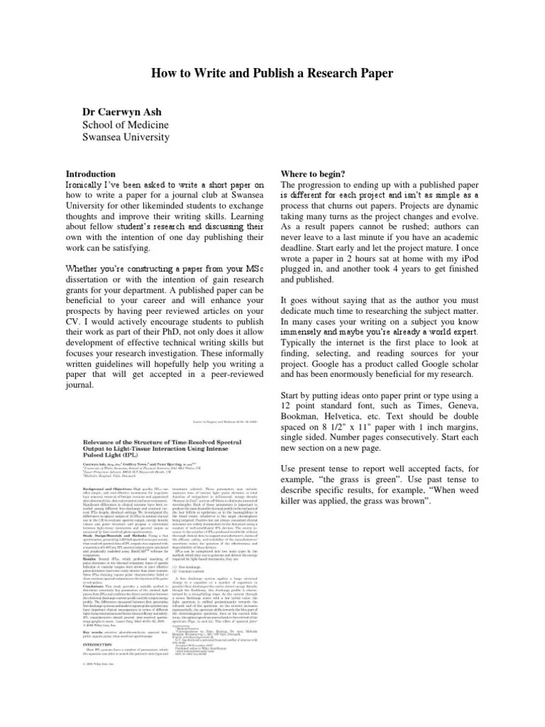 How to Write and Publish a Research Paper Academic Publishing