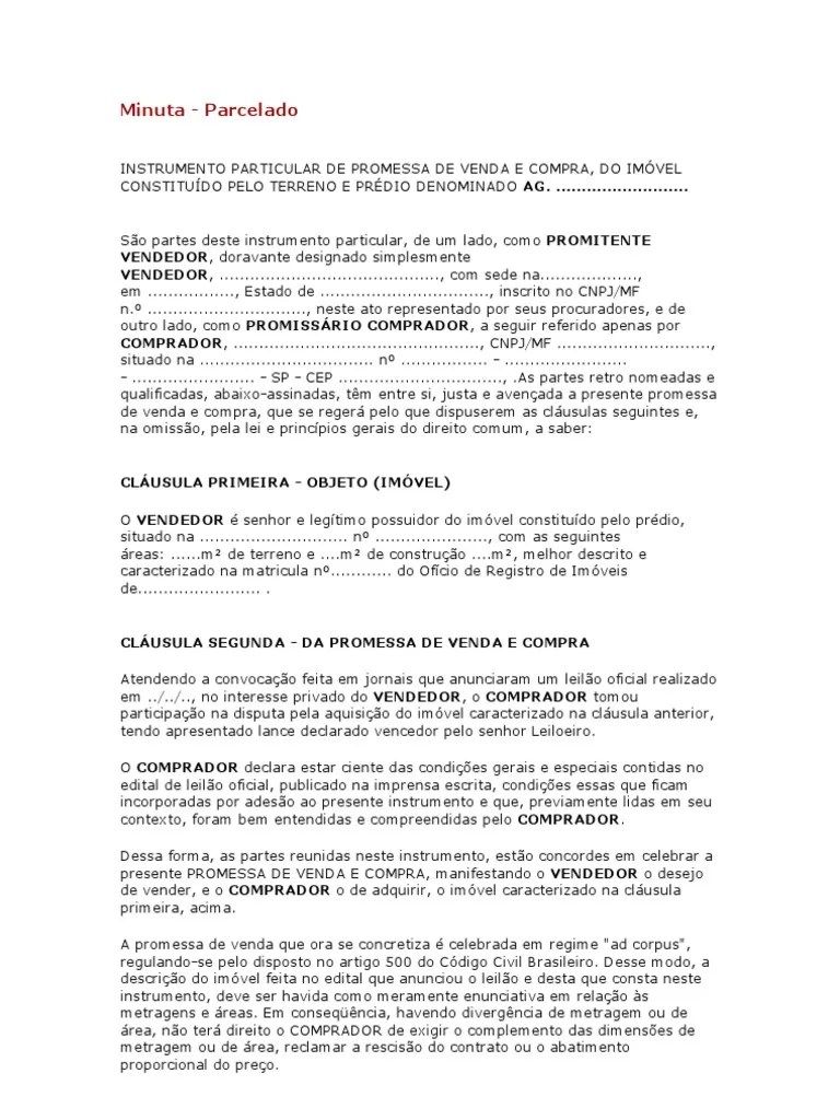 Contrato de Compra e Venda Parcelado Interesse Lei das Obrigações