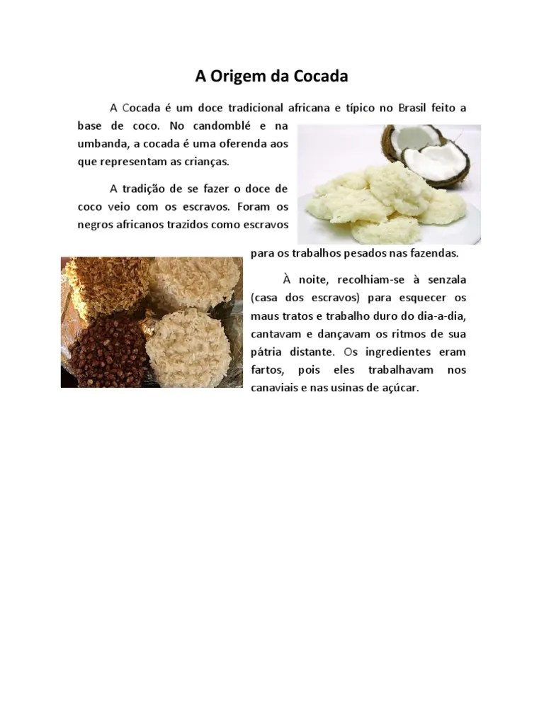 A Origem Da Cocada