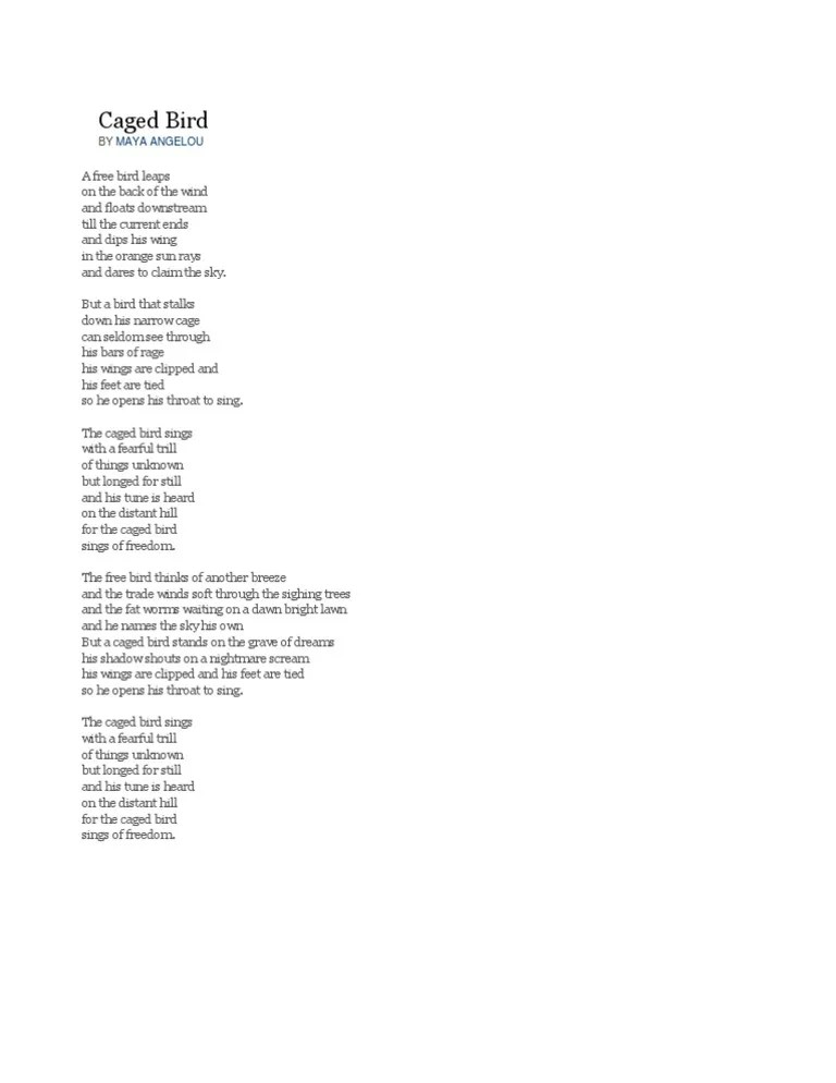 Caged Bird Poem PDF