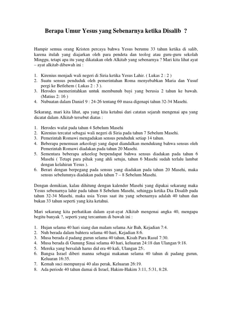 Berapa Umur Yesus Ketika Disalib Yang Sebenarnya..? | PDF