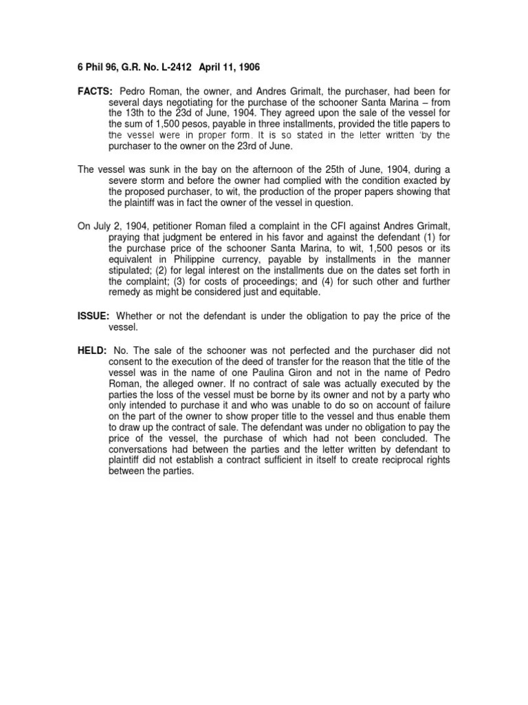 6 Phil 96 Consideration Business Law Free 30day Trial Scribd
