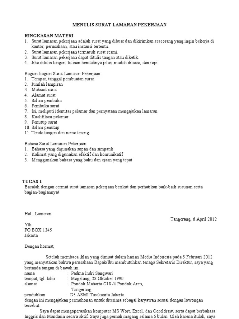Menulis Surat Lamaran Pekerjaan | PDF