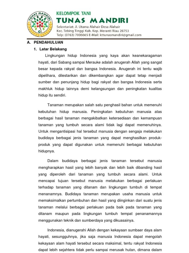 Contoh Proposal Pengajuan Bibit Tanaman Ke Dinas Pertanian Pdf