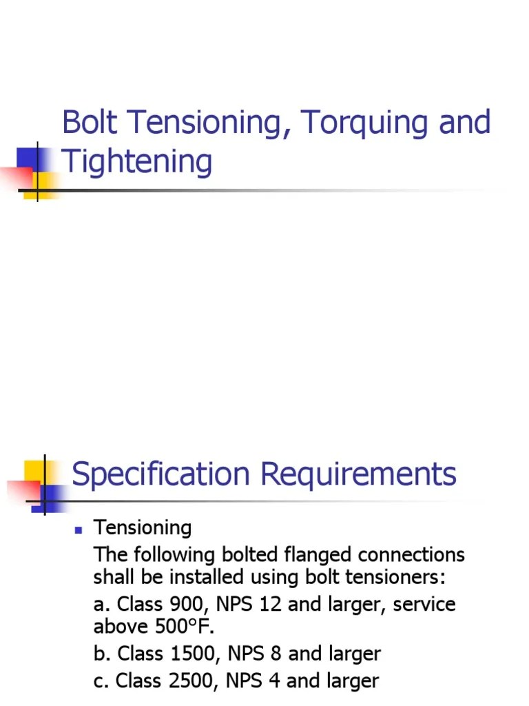 Bolt Tensioning, Torquing and Tightening PDF Screw Gas Technologies