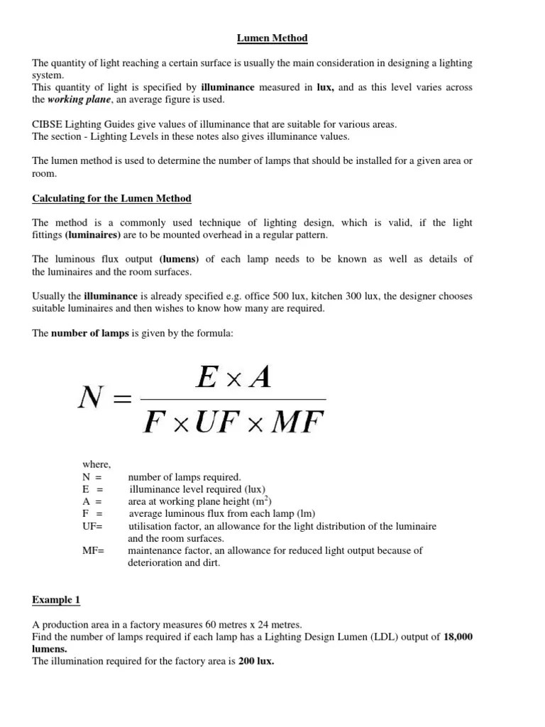 Lumen Method PDF Lighting Light