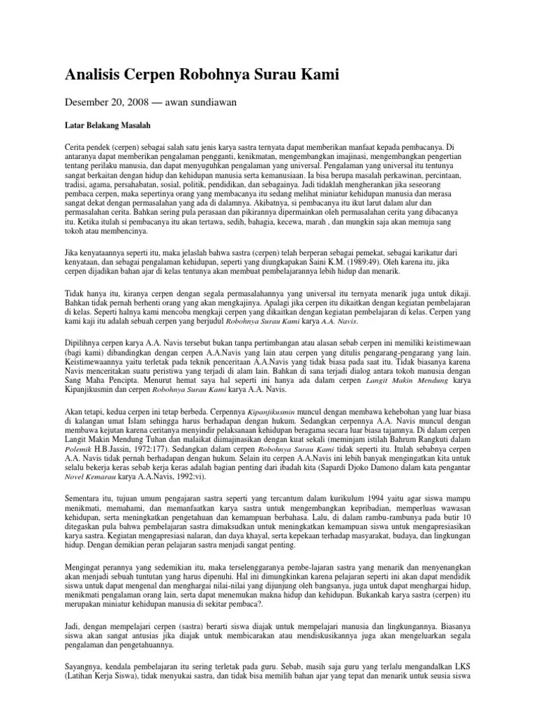 Analisis Cerpen Robohnya Surau Kami | PDF