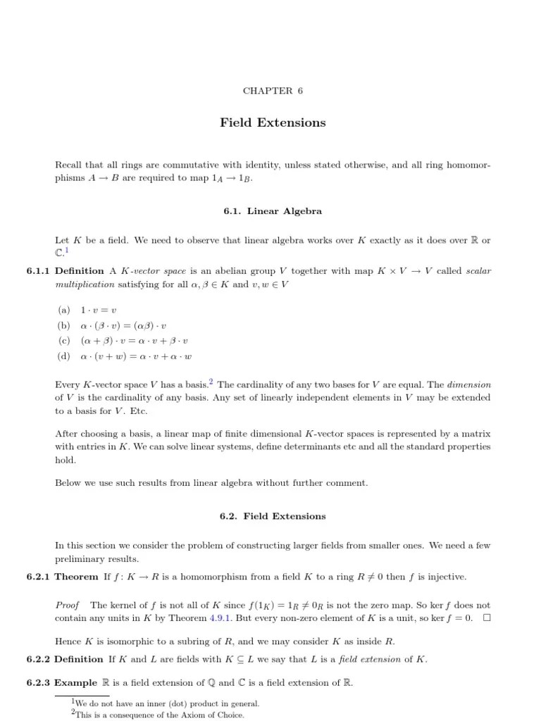Field Extensions PDF Field (Mathematics) Vector Space