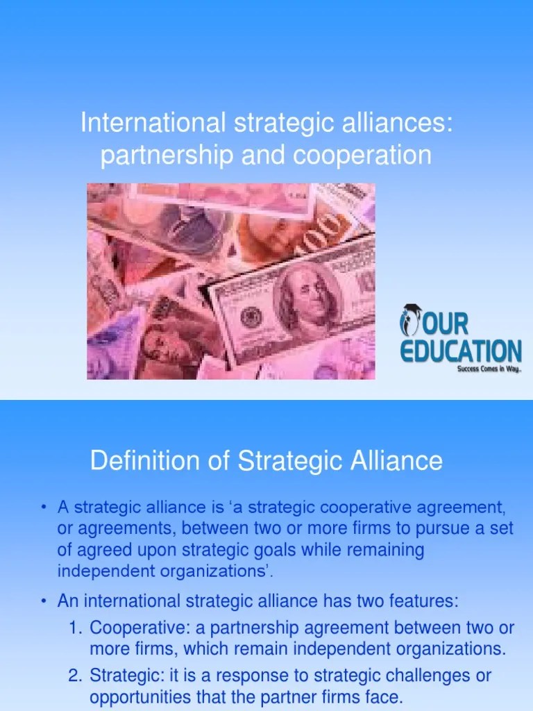 International strategic alliances partnership and cooperation