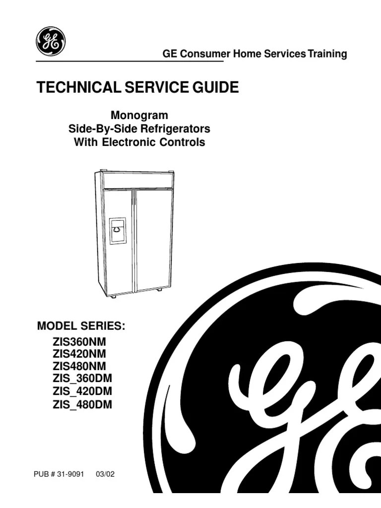 GE Monogram Refrigerator Service Manual Refrigerator Electric Motor