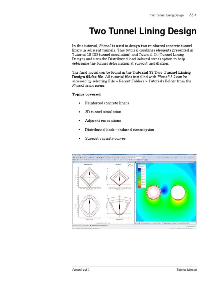 Tutorial 33 Two Tunnel Lining Design PDF