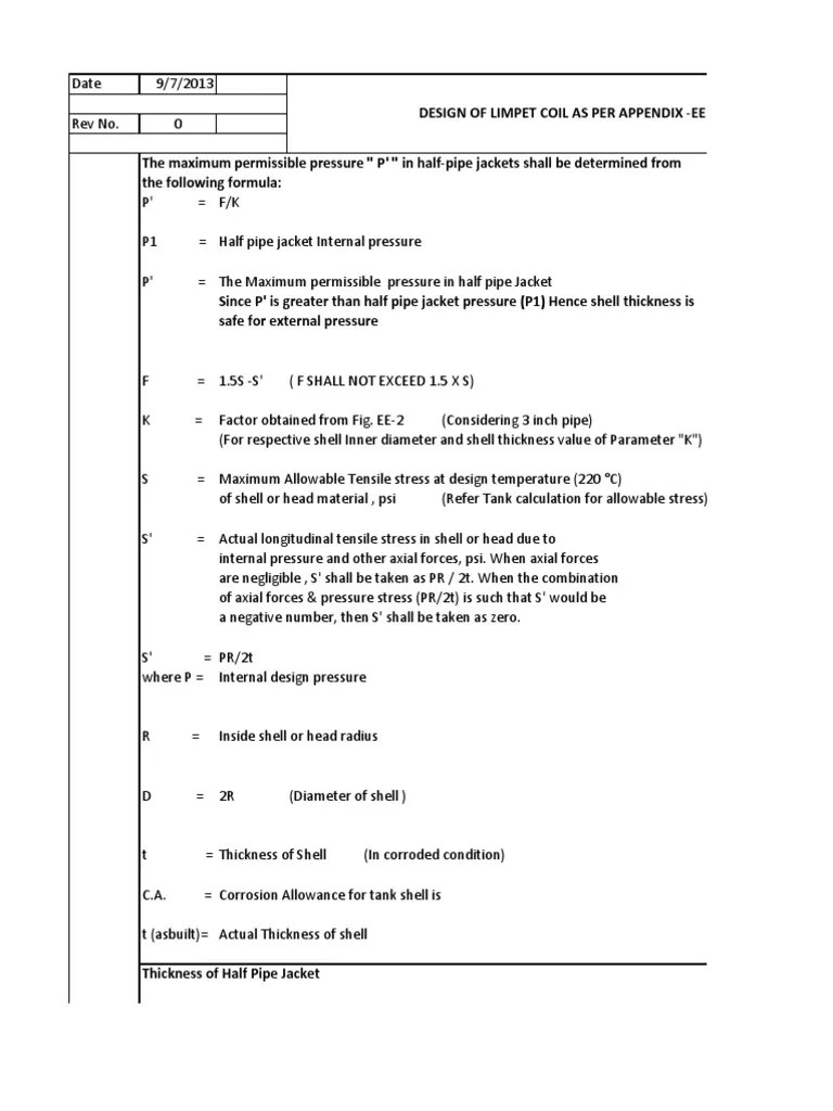 Limpet Coil Design Pipe (Fluid Conveyance) Pounds Per Square Inch
