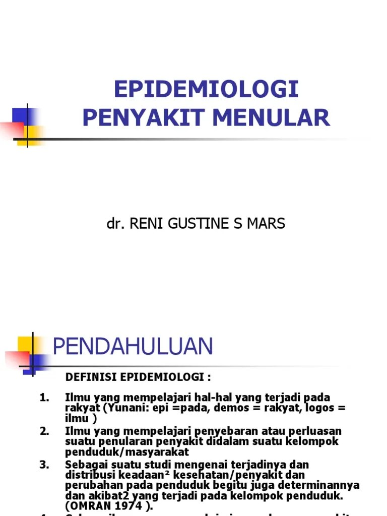 Epidemiologi Adalah Cabang Ilmu Kesehatan Yang Mempelajari Tentang