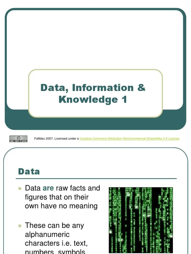 Data Vs Information PDF Data Creative Commons License
