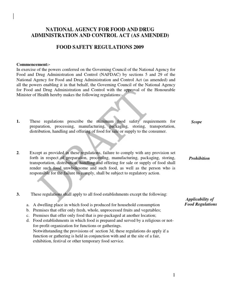 Food Safety Regulations PDF Food Safety Hygiene