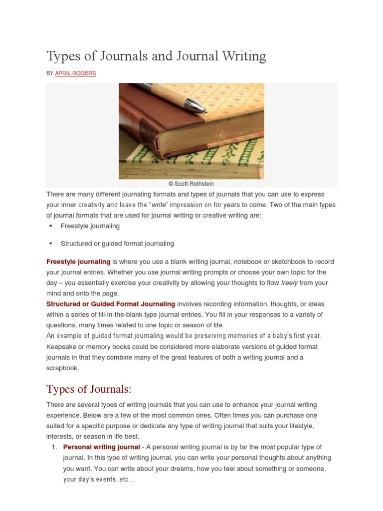 Types of Journals and Journal Writing Scrapbooking News