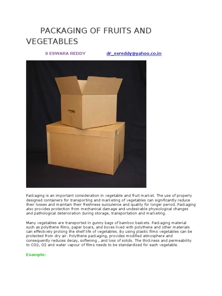 Packaging of Fruits and Vegetables PDF Packaging And Labeling Vegetables