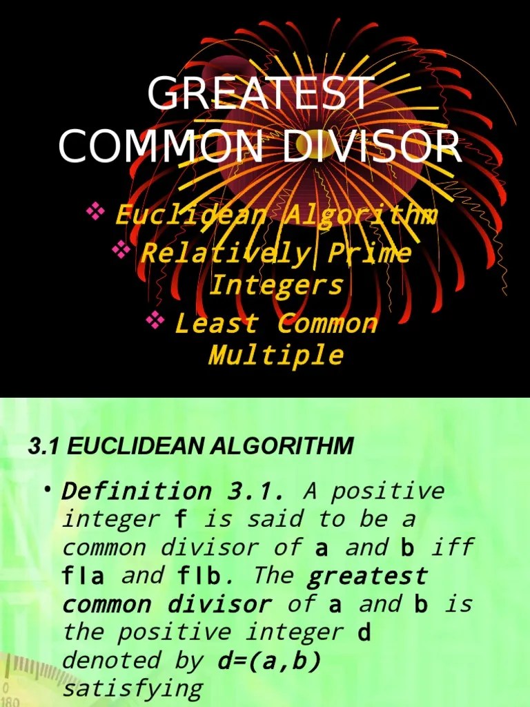 Greatest Common Divisor Theorem Integer