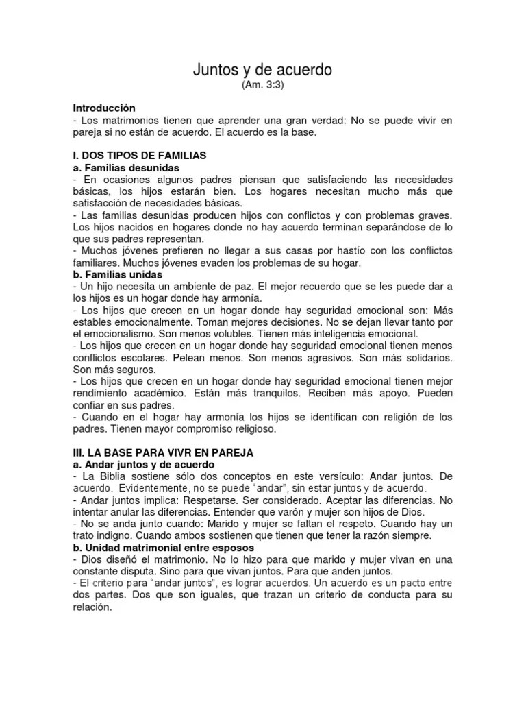 Juntos y de Acuerdo Matrimonio Dios