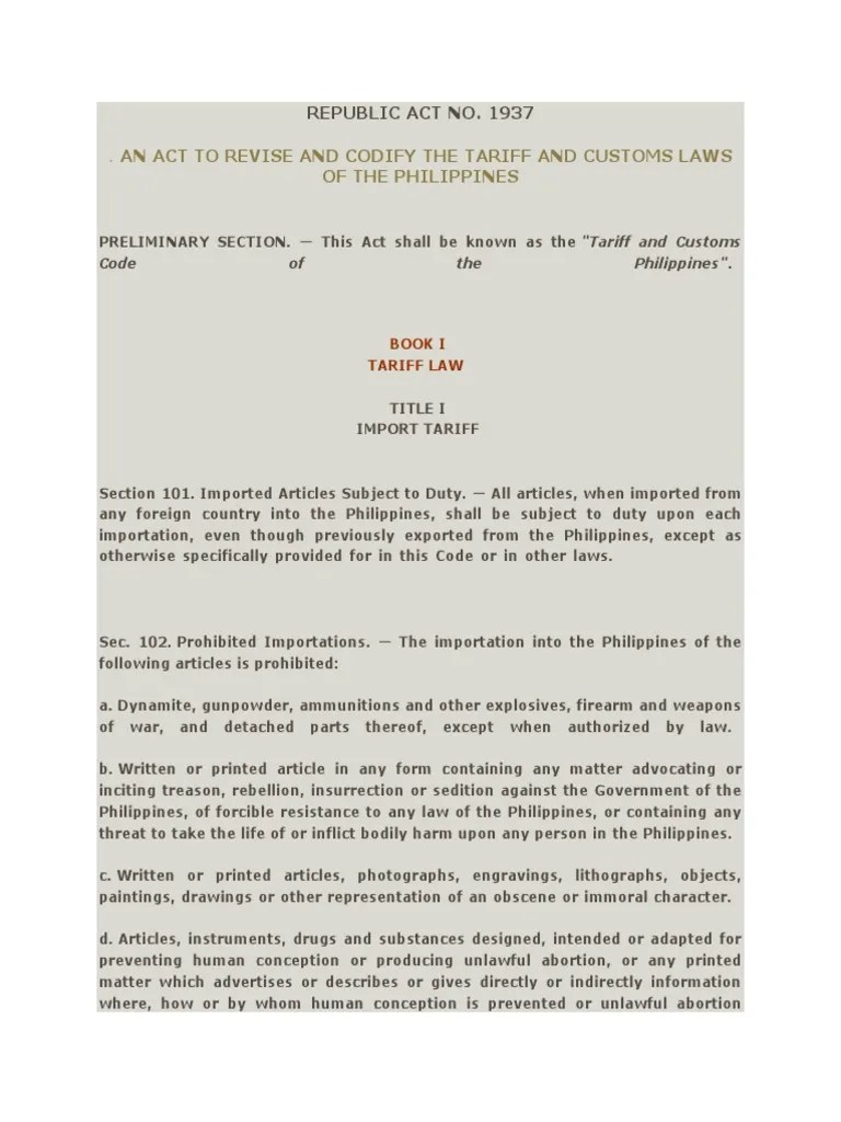 Tariff and Customs Code Dumping (Pricing Policy) Taxes