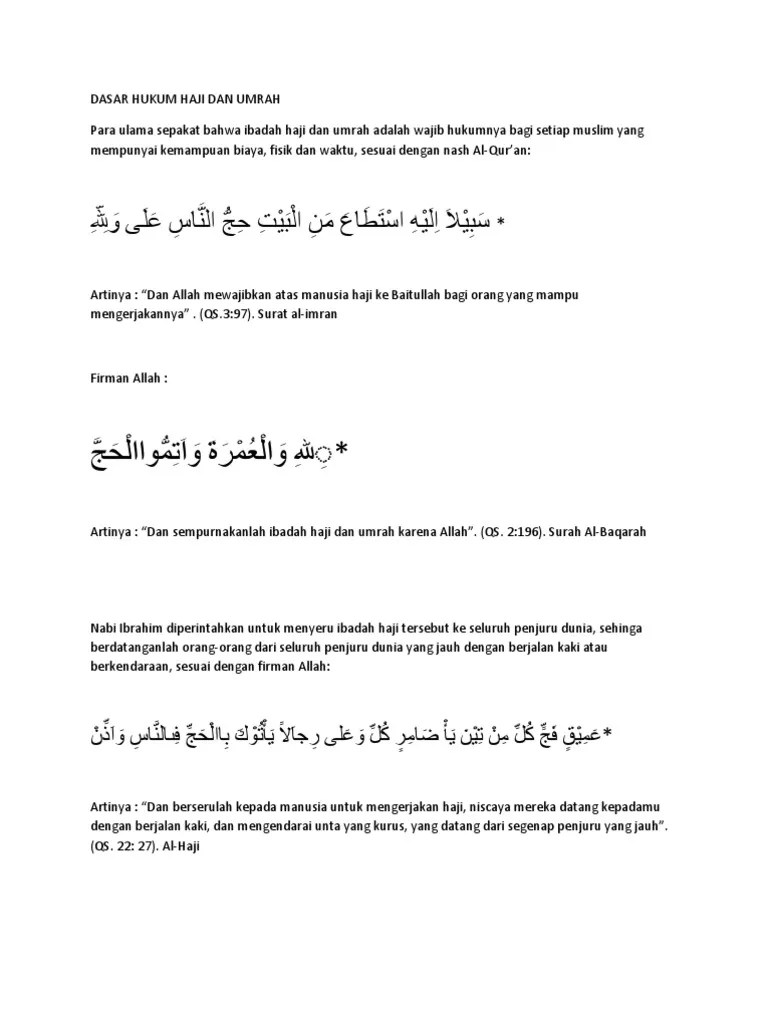 Dasar Hukum Haji Dan Umrah. Agama Islam | PDF