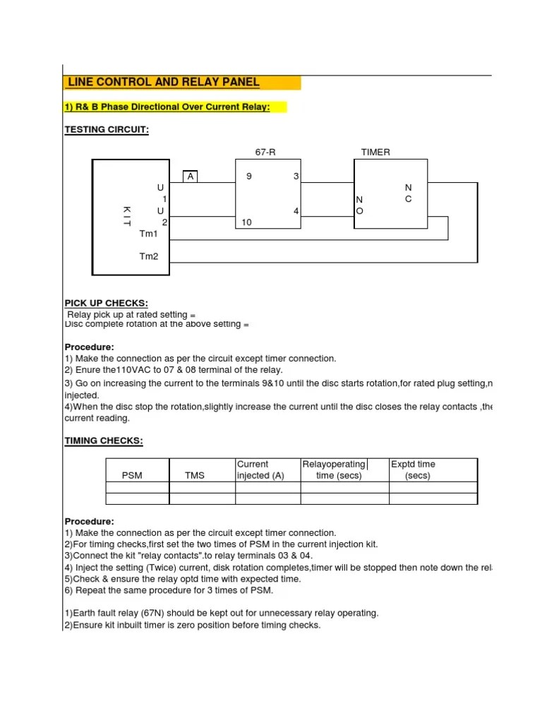 Relay Testing Procedure Relay Voltage