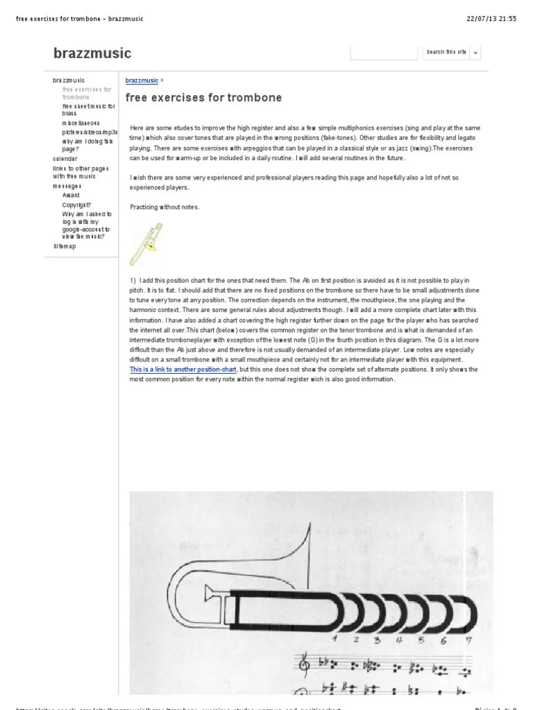 Free Exercises for Trombone Brazzmusic Trombone Brass Instruments