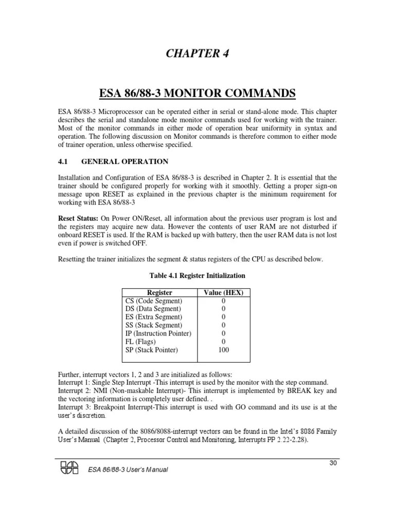 ESA Microprocessor Monitor Commands PDF Command Line Interface
