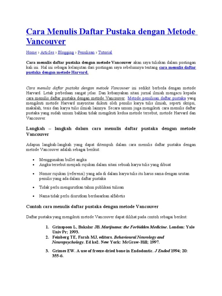 Cara Membuat Daftar Pustaka Vancouver - Membuat Info
