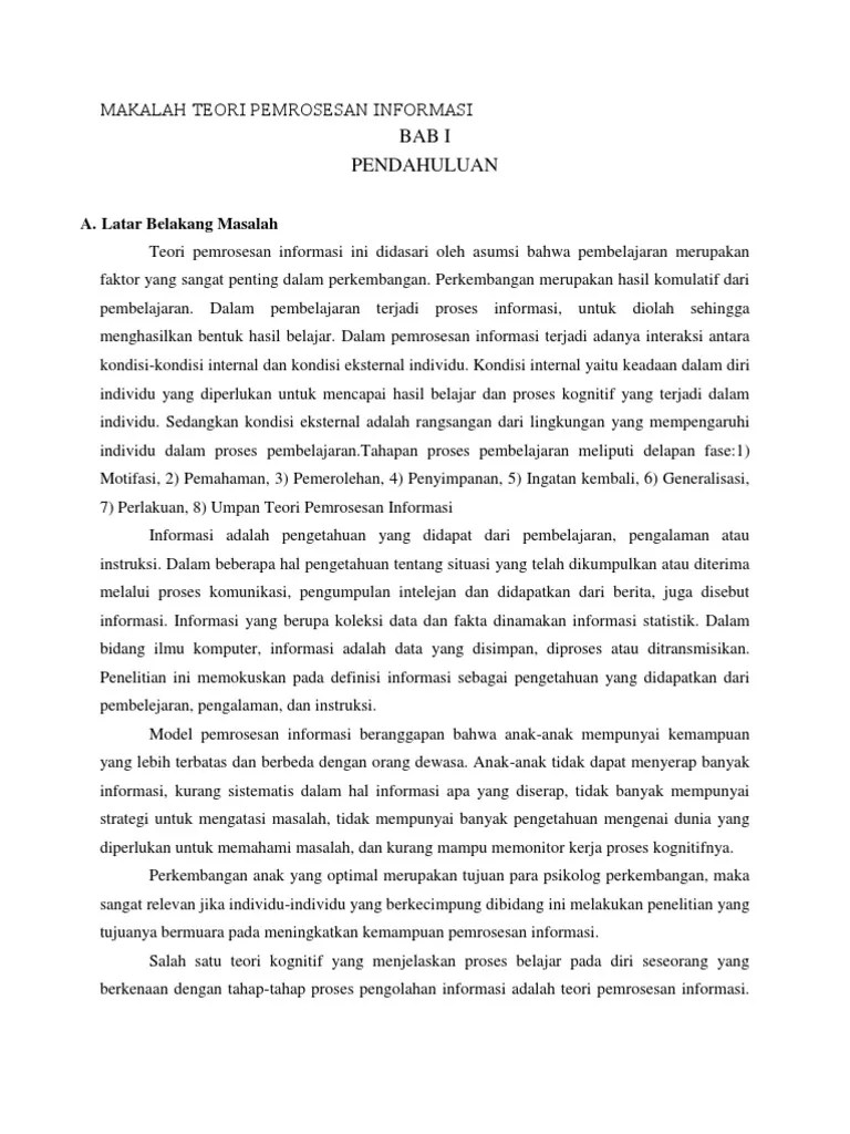 Makalah Teori Pemrosesan Informasi