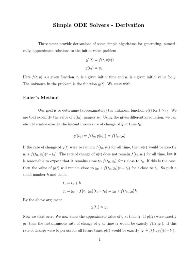 Euler's and RungeKutta Method PDF PDF Ordinary Differential