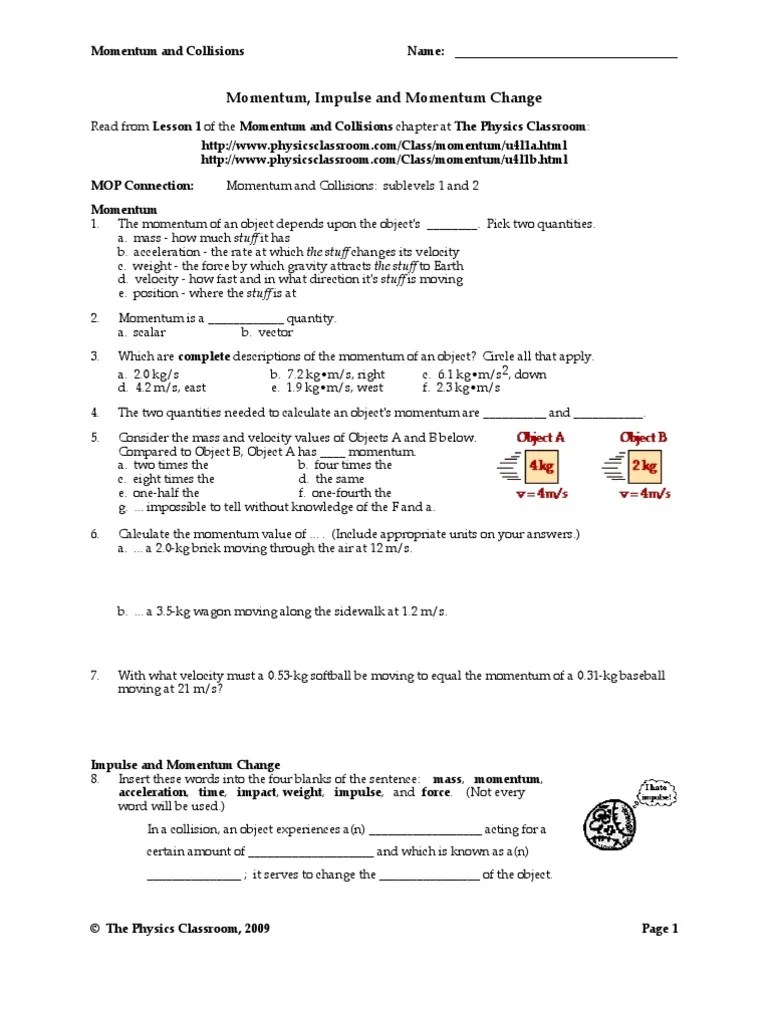 Newton S Second Law Worksheet The Physics Classroom Answers