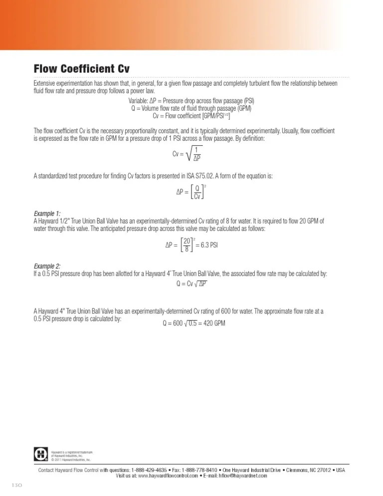 Flow Coefficient CV Example 1 PDF