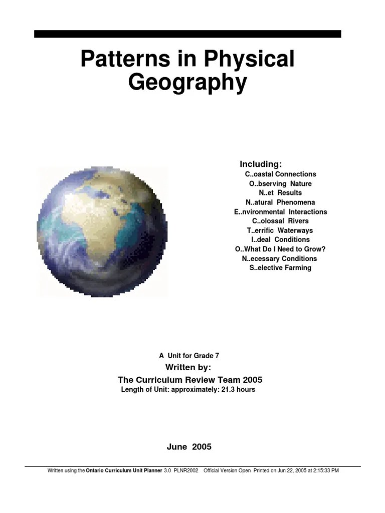 Patterns in Physical Geography Educational Assessment Climate