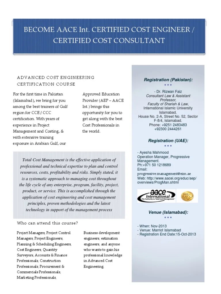 Aace Int. Certified Cost Engineer / Certified Cost Consultant PDF