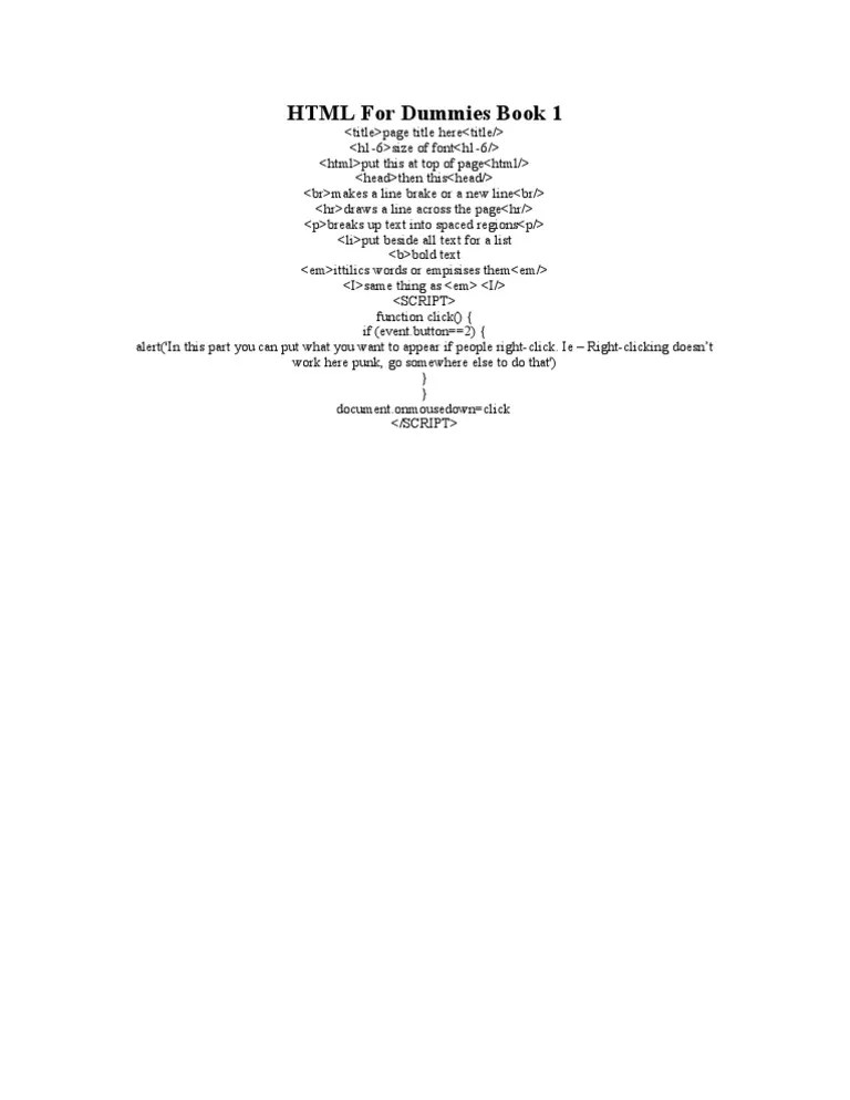 HTML For Dummies PDF Typography Text