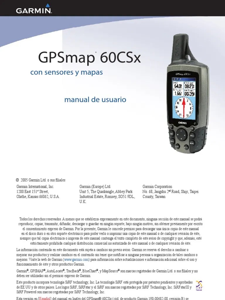 GPS Map 60CSx Garmin PDF System Owners Manual