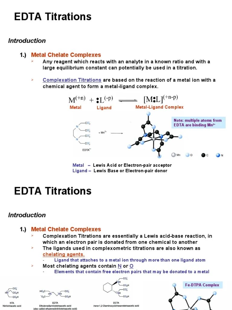 Titrations With EDTA Chelation Titration