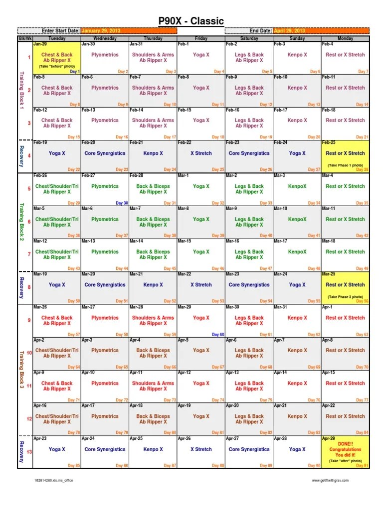 P90X Classic Workout Schedule PDF SelfImprovement(08)