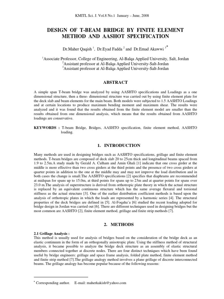 Design of TBeam Bridge by Finite Element PDF Finite Element Method