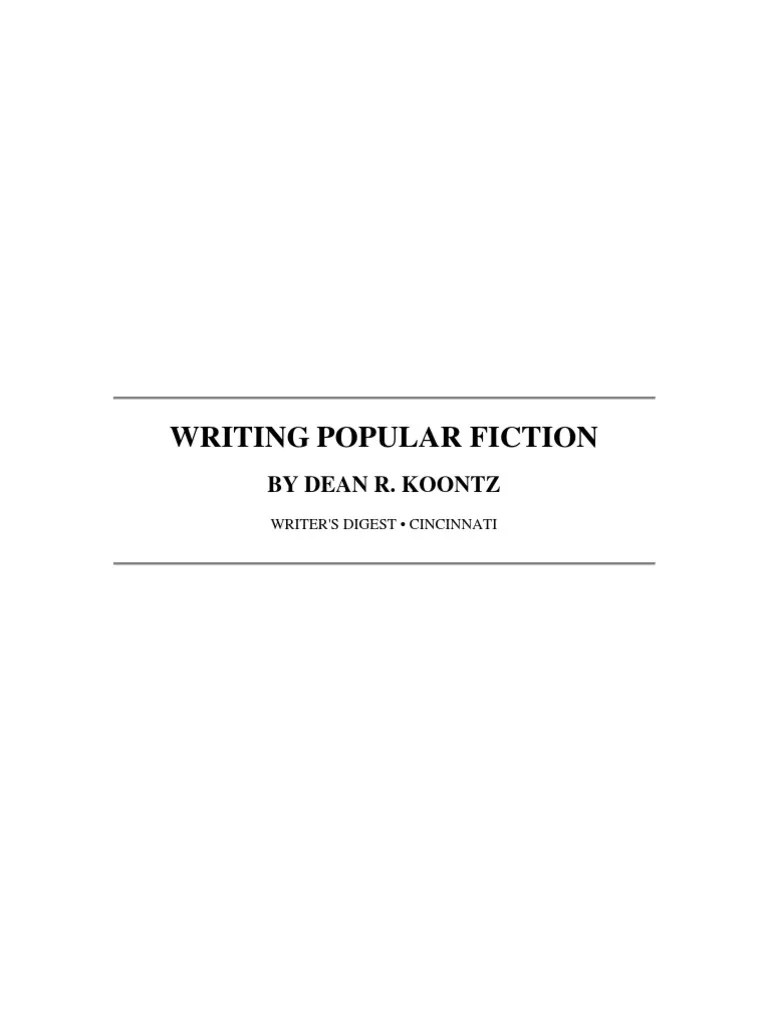 Writing Popular Fiction Dean Koontz PDF Paperback Science Fiction